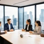 국제비즈니스 경력개발 로드맵 - **Prompt 1: Global Connections and Self-Discovery**
    "A diverse group of five young professionals...