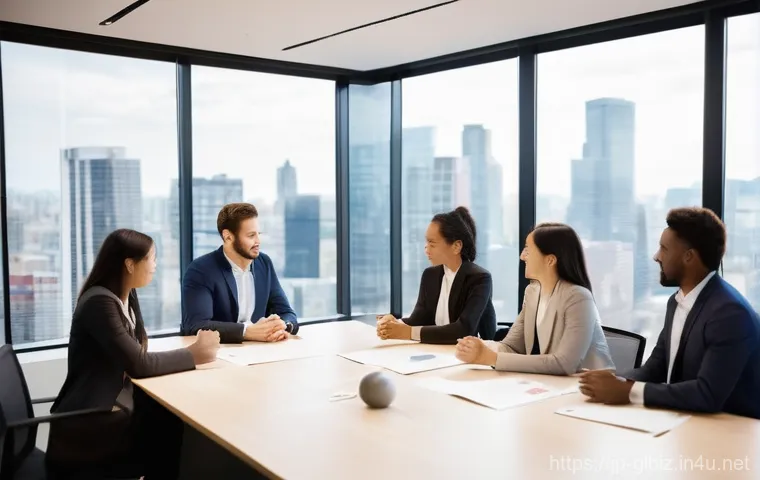 국제비즈니스 경력개발 로드맵 - **Prompt 1: Global Connections and Self-Discovery**
    "A diverse group of five young professionals...