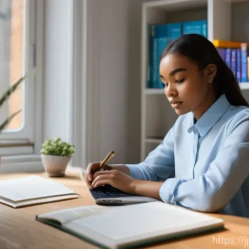 국제비즈니스 자격증 취득 후 취업 전략 - **Prompt 1: A determined young professional studying for an international business qualification.**
...