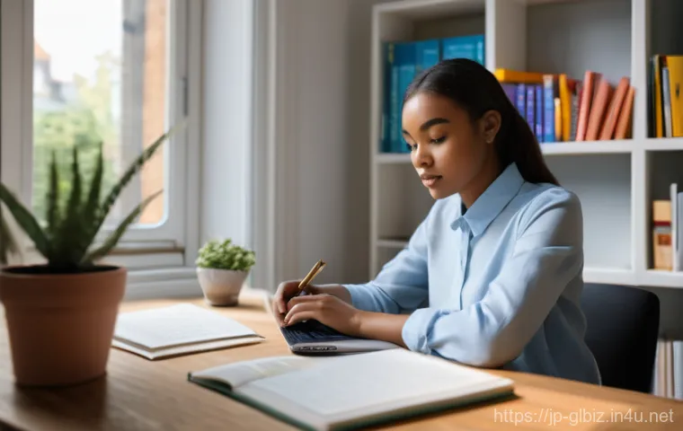 국제비즈니스 자격증 취득 후 취업 전략 - **Prompt 1: A determined young professional studying for an international business qualification.**
...