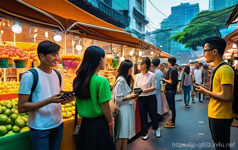 국제비즈니스 시장 동향 이해하기 - **Prompt:** A dynamic, wide-angle shot of a modern, eco-friendly office interior where a diverse gro...