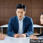 국제비즈니스 문화 차이 극복하기 - A diverse international business meeting scene showing professionals from Japan, Europe, and other A...