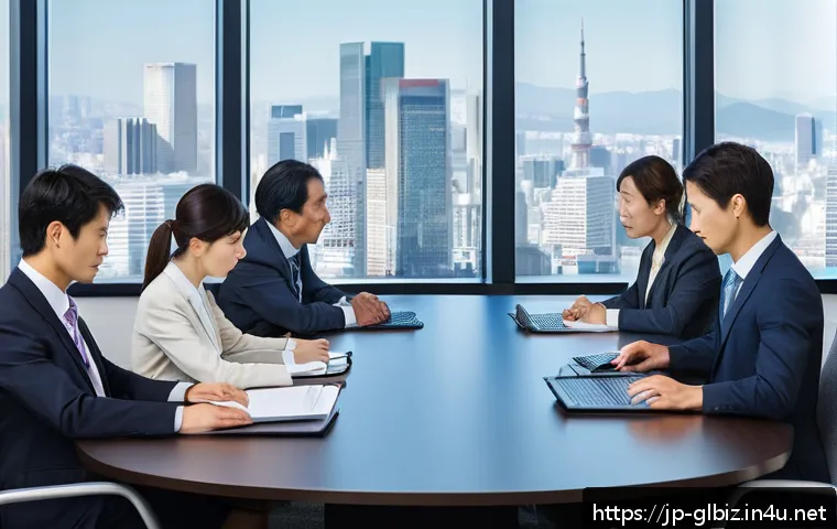 국제비즈니스 연봉 협상의 핵심 포인트 - A professional international business negotiation scene set in a modern office with a diverse group ...