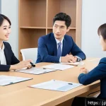 국제비즈니스 사례 연구와 교훈 - A professional international business meeting scene showing a diverse group of Japanese and Western ...