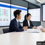 국제비즈니스 관련 정부 지원 프로그램 - A modern Japanese small business office setting where diverse professionals&mdash;Japanese men and women i...